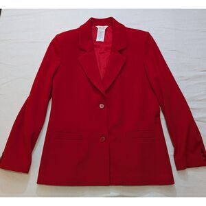 Vintage Red 100% Wool Blazer Womens Tailored Equestrian Style USA Made